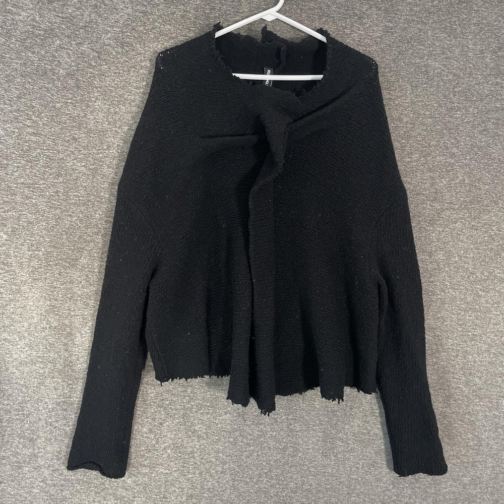 Rundholz Sweater Womens Small Black 100% Wool Cowl Neck Chunky Knit Pullover